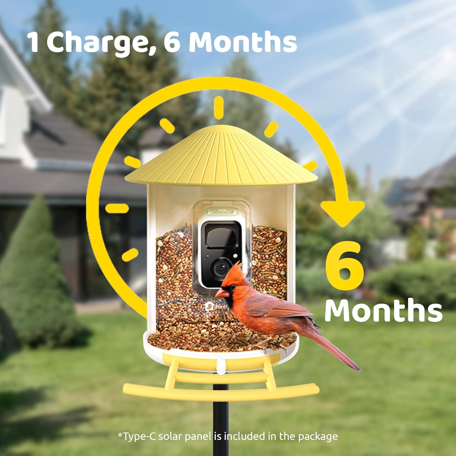 Smart Bird Feeder 2K HD AI Camera Solar Powered Wireless Bird Watching