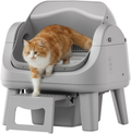 Dark Grey Open‑Top Self‑Cleaning Automatic Cat Litter Box, 7 Pairs of Safety Sensors with Anti‑Pinch Protection, Easy‑Access Step Design for Senior Cats