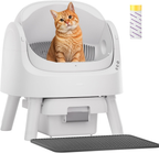 White Open‑Top Automatic Self‑Cleaning Cat Litter Box for Multi‑Cat Use, Multi‑Layer Safety Protection, with Litter Liners & Mat Included