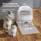 White Open‑Top Automatic Self‑Cleaning Cat Litter Box for Multi‑Cat Use, Multi‑Layer Safety Protection, with Litter Liners & Mat Included