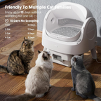 White Open‑Top Automatic Self‑Cleaning Cat Litter Box for Multi‑Cat Use, Multi‑Layer Safety Protection, with Litter Liners & Mat Included