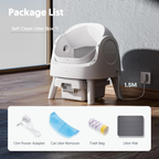 White Open‑Top Automatic Self‑Cleaning Cat Litter Box for Multi‑Cat Use, Multi‑Layer Safety Protection, with Litter Liners & Mat Included