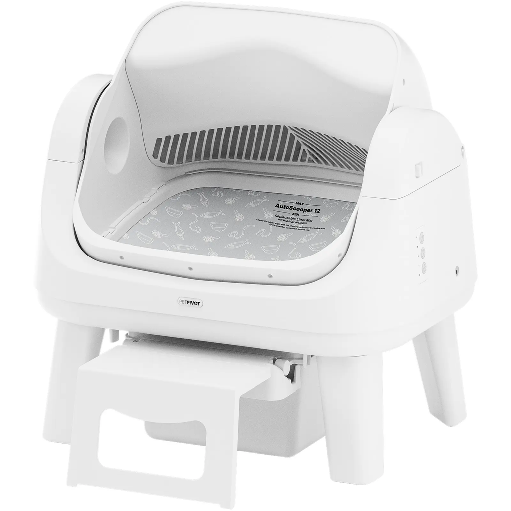 Hassle‑Free Auto Scooping | AutoScooper 12 Lite Open‑Top Cat Litter Box, 7 Safety Sensors Anti‑Pinch for Senior Cats
