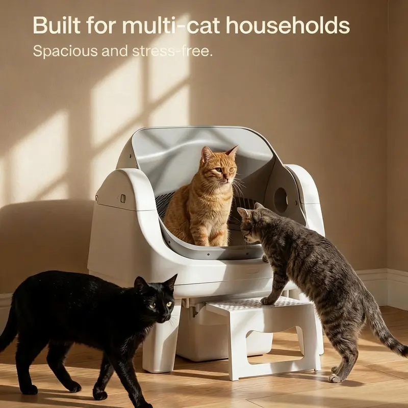 Hassle‑Free Auto Scooping | AutoScooper 12 Lite Open‑Top Cat Litter Box, 7 Safety Sensors Anti‑Pinch for Senior Cats