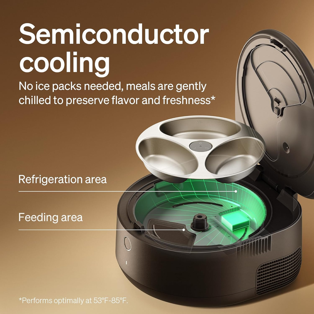 Busy Pet Owners Save Time! Smart Cooling Cat Feeder, 3-Day Fresh Food Storage, Anti-Pinch Design Easy Daily Use