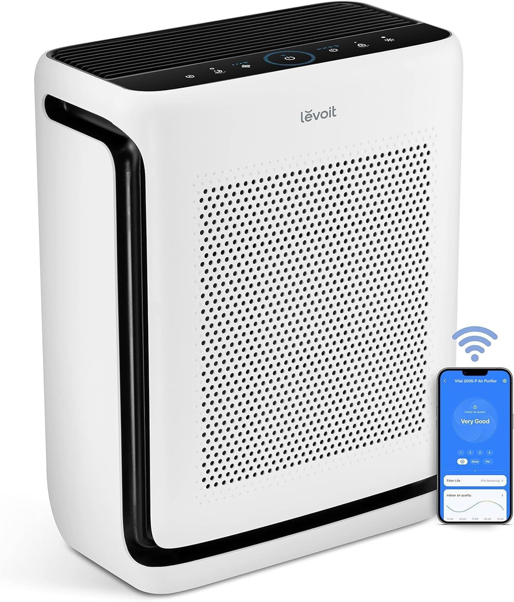 Stop Sneezing! Large Room Air Purifier Covers Up to 1875 Sq.Ft, AHAM Verified with Washable Pre-Filter, Real-Time Air Quality Monitor & Quiet HEPA Sleep Mode for Allergies & Pet Hair Bedrooms
