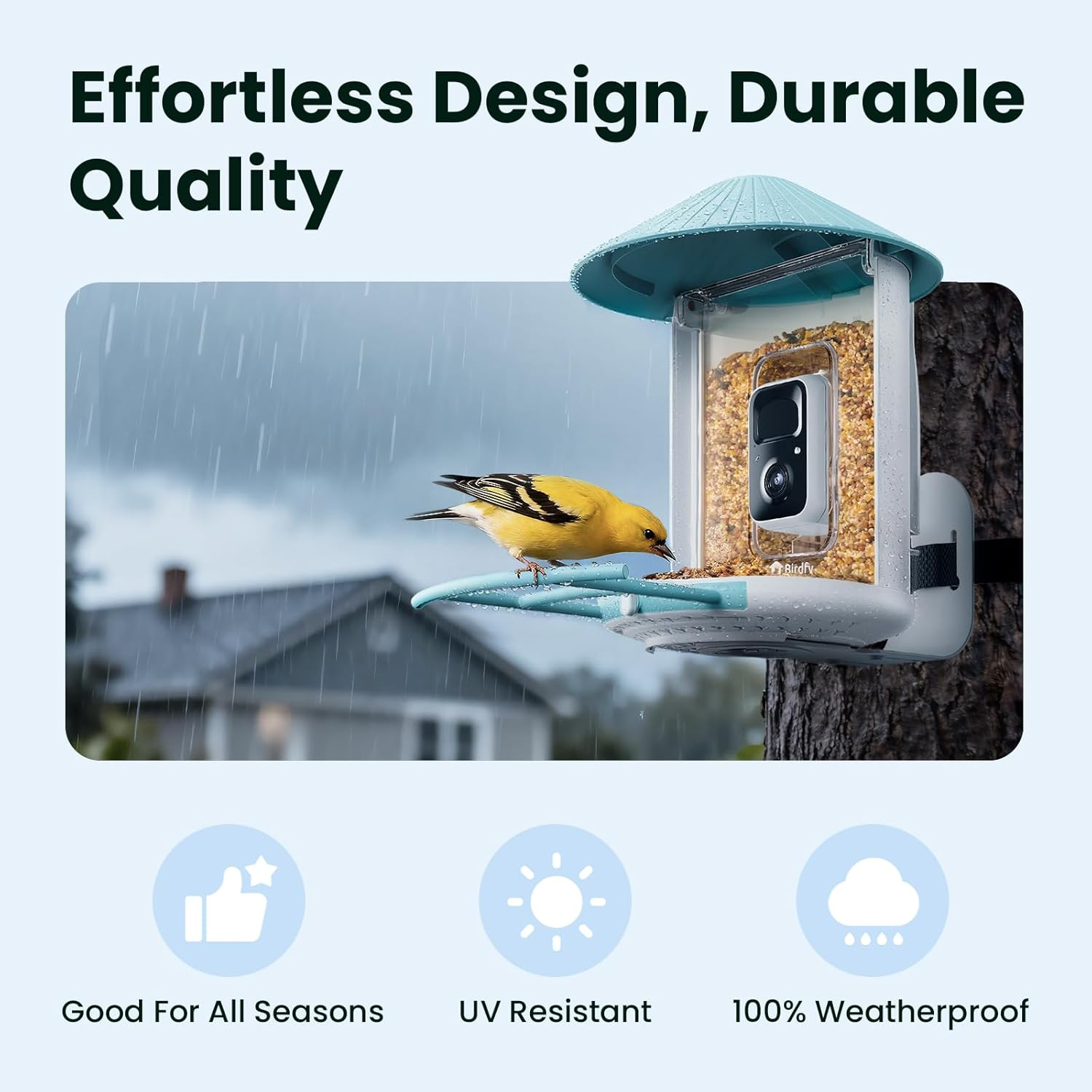 Smart Bird Feeder 2K HD AI Camera Solar Powered Wireless Bird Watching