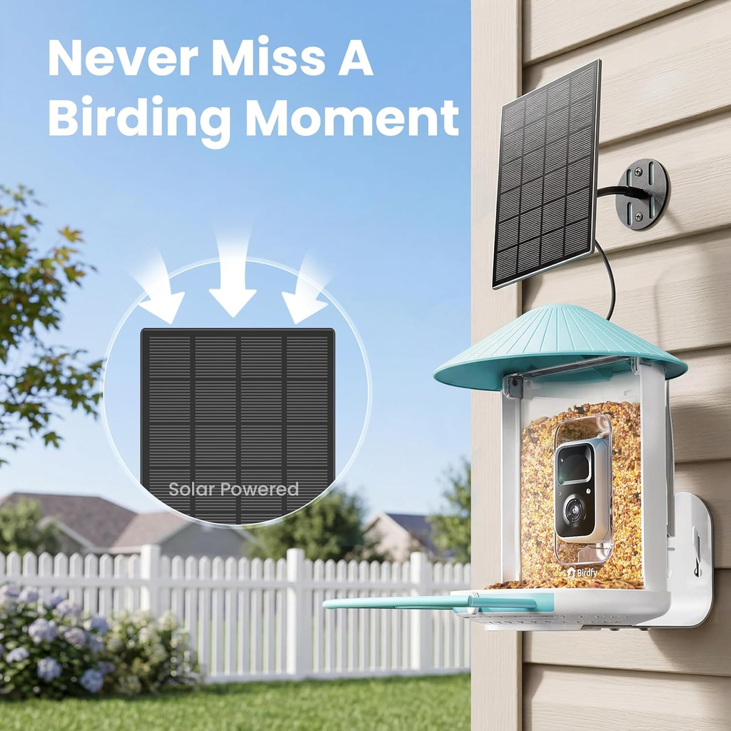 Smart Bird Feeder 2K HD AI Camera Solar Powered Wireless Bird Watching