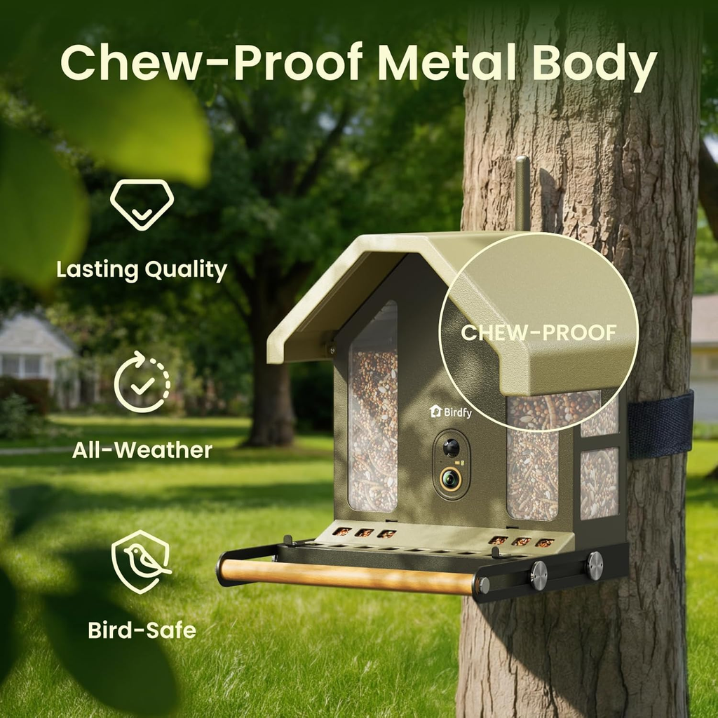 4K Smart Bird Feeder Camera Solar Powered Dual Band WiFi Lifetime Free AI Bird Identification Gift for Bird Watchers