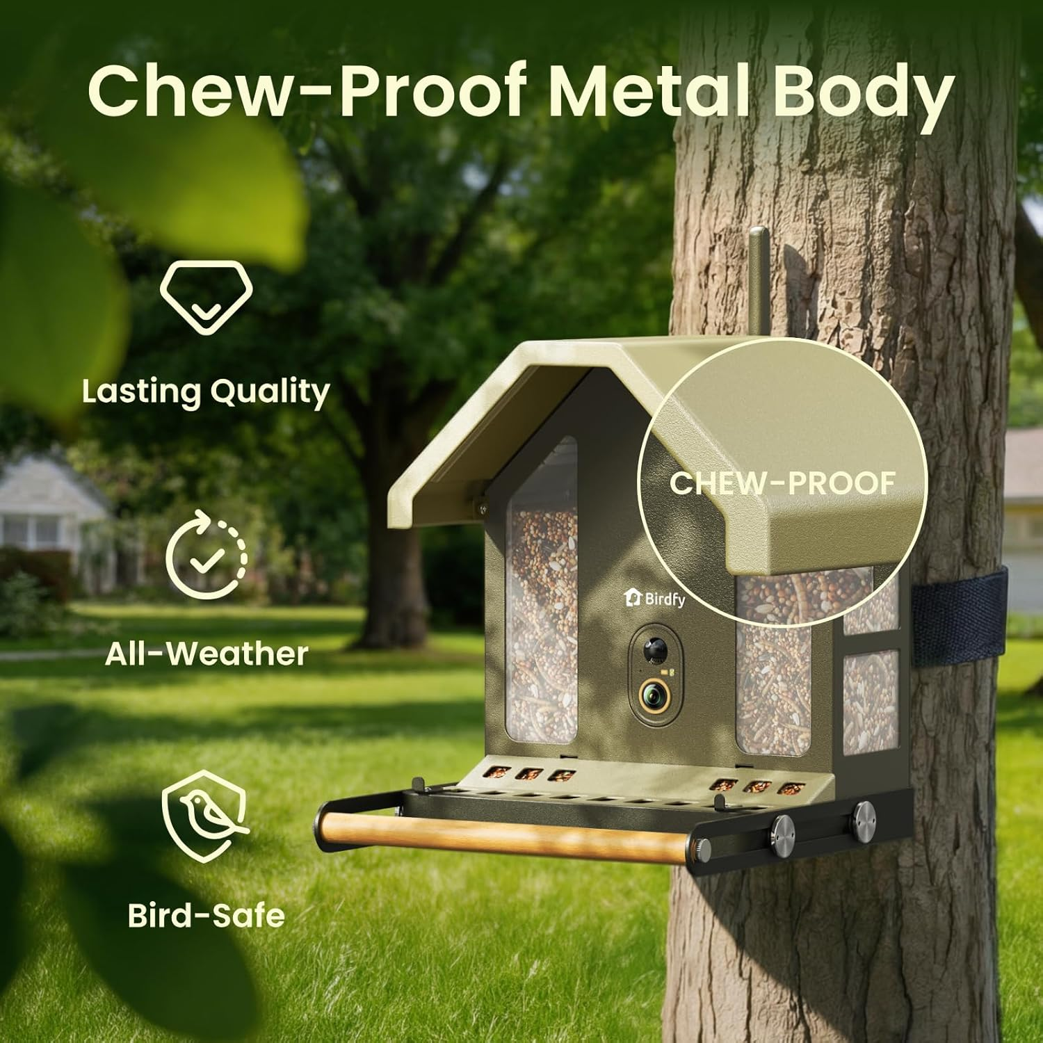 4K Smart Bird Feeder Camera Solar Powered Dual Band WiFi Lifetime Free AI Bird Identification Gift for Bird Watchers