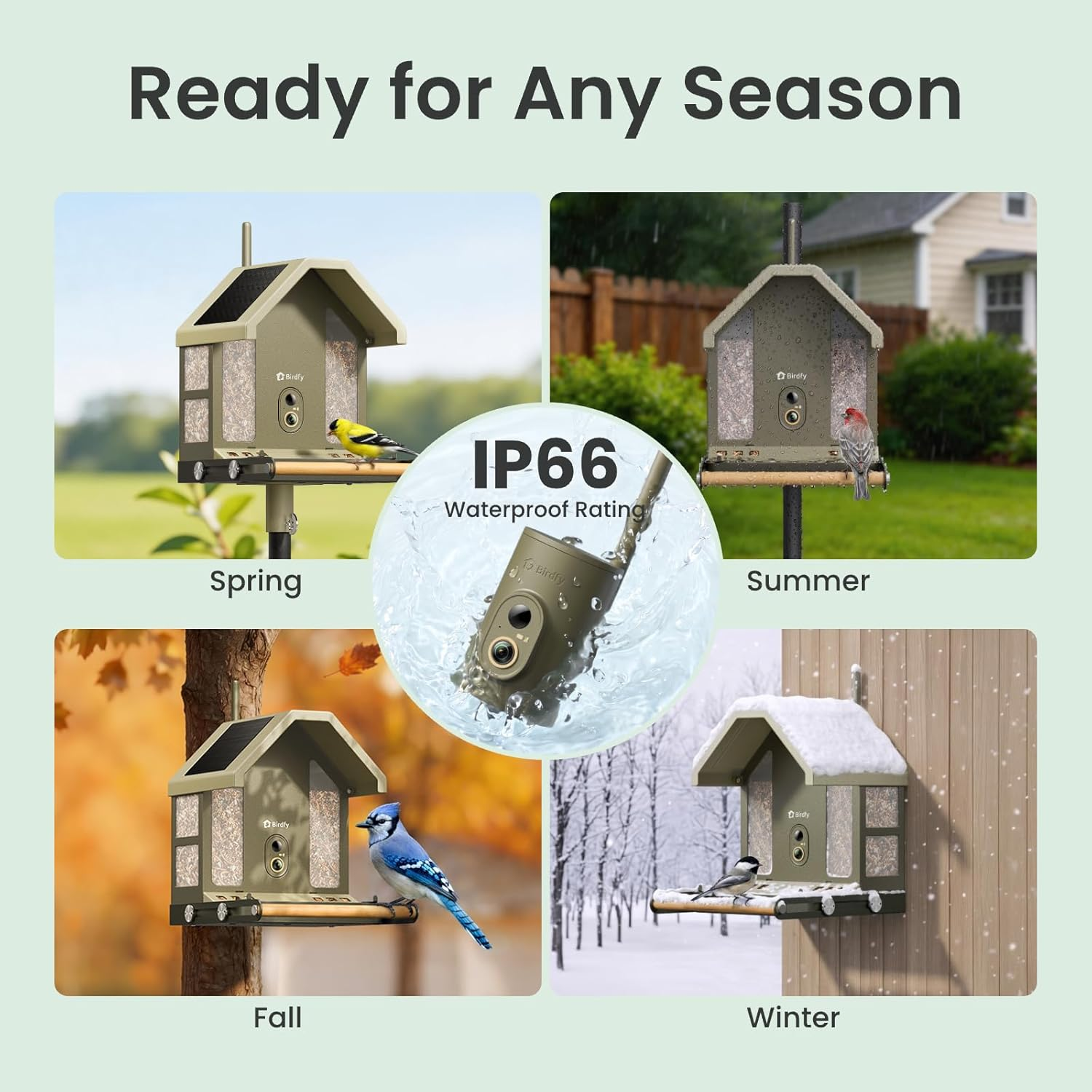 4K Smart Bird Feeder Camera Solar Powered Dual Band WiFi Lifetime Free AI Bird Identification Gift for Bird Watchers